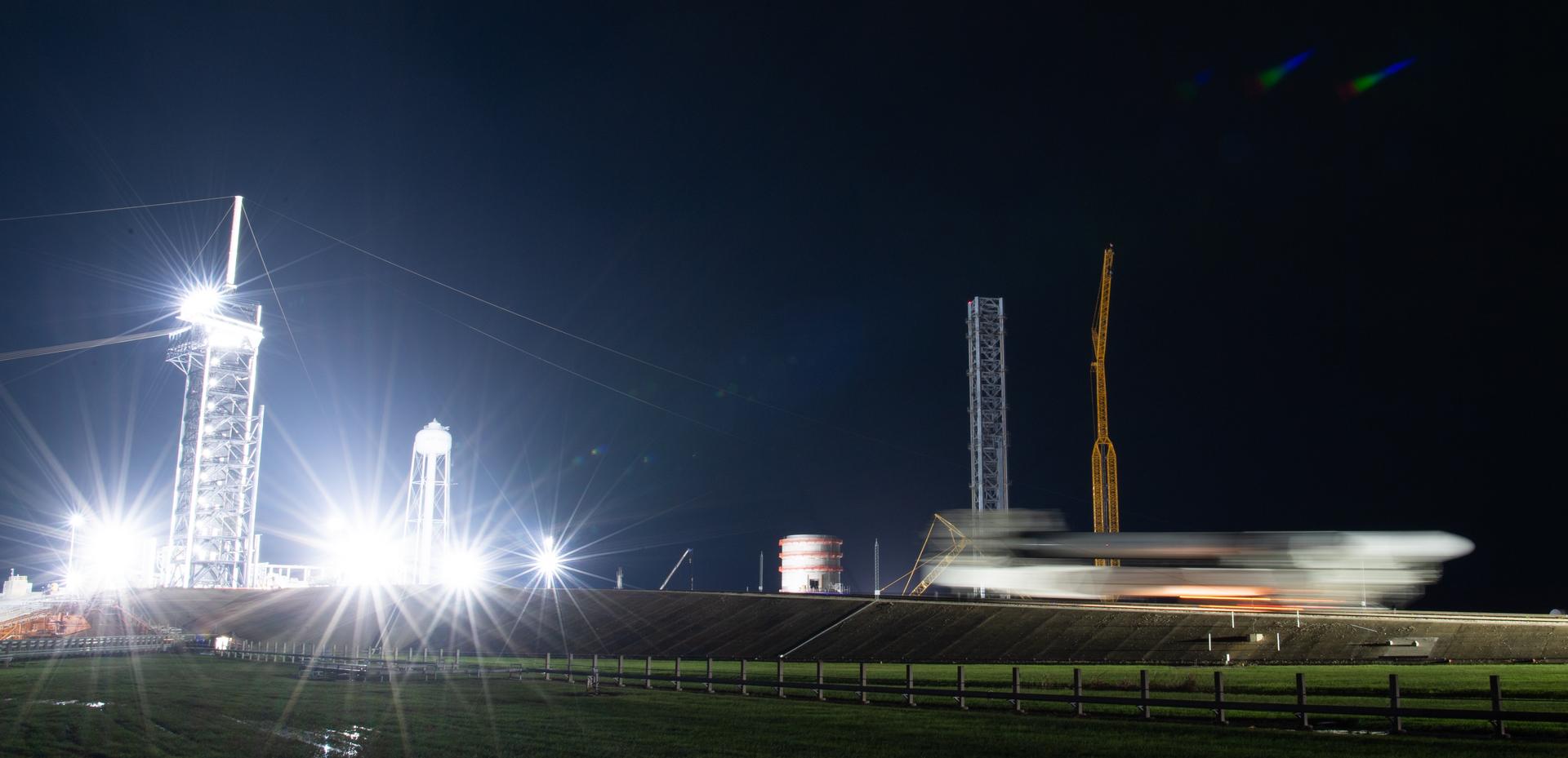Falcon 9 and Crew Dragon rolling out to Pad 39A for Crew-5