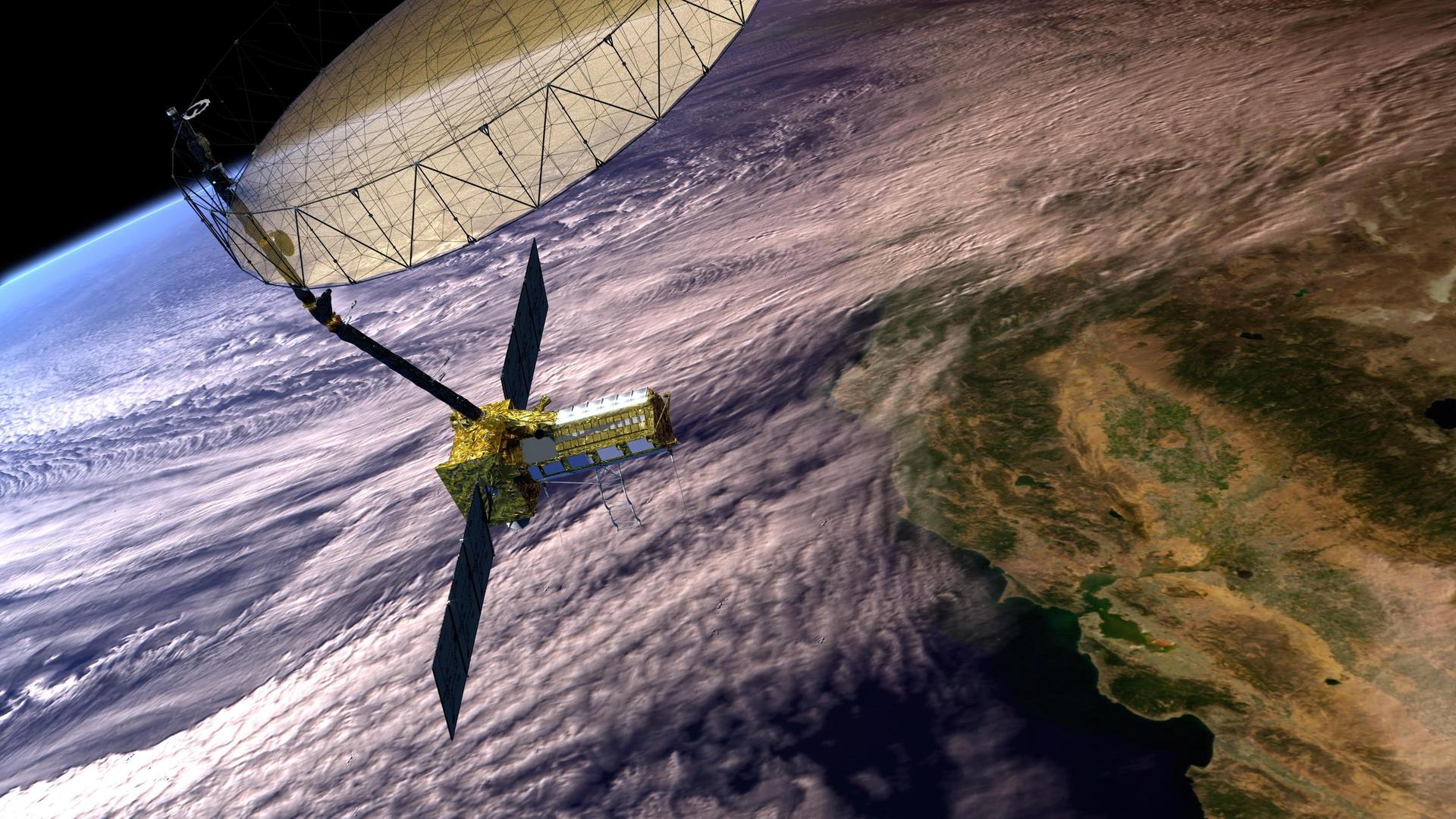Artist's concept of the NISAR satellite in Earth orbit — the flagship of current NASA–ISRO cooperation (NASA)