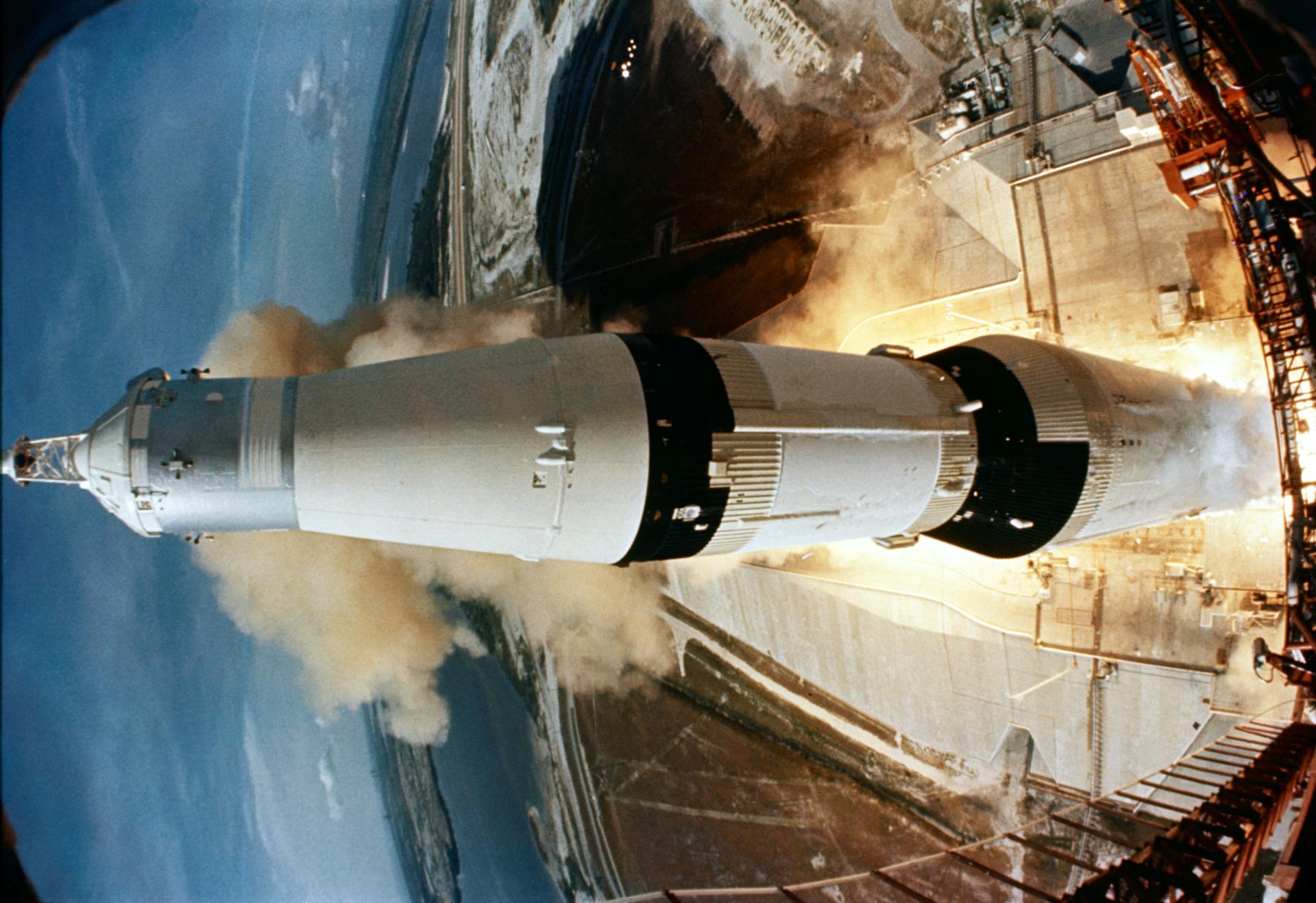 Saturn V lifting off on the Apollo 11 Moon landing mission