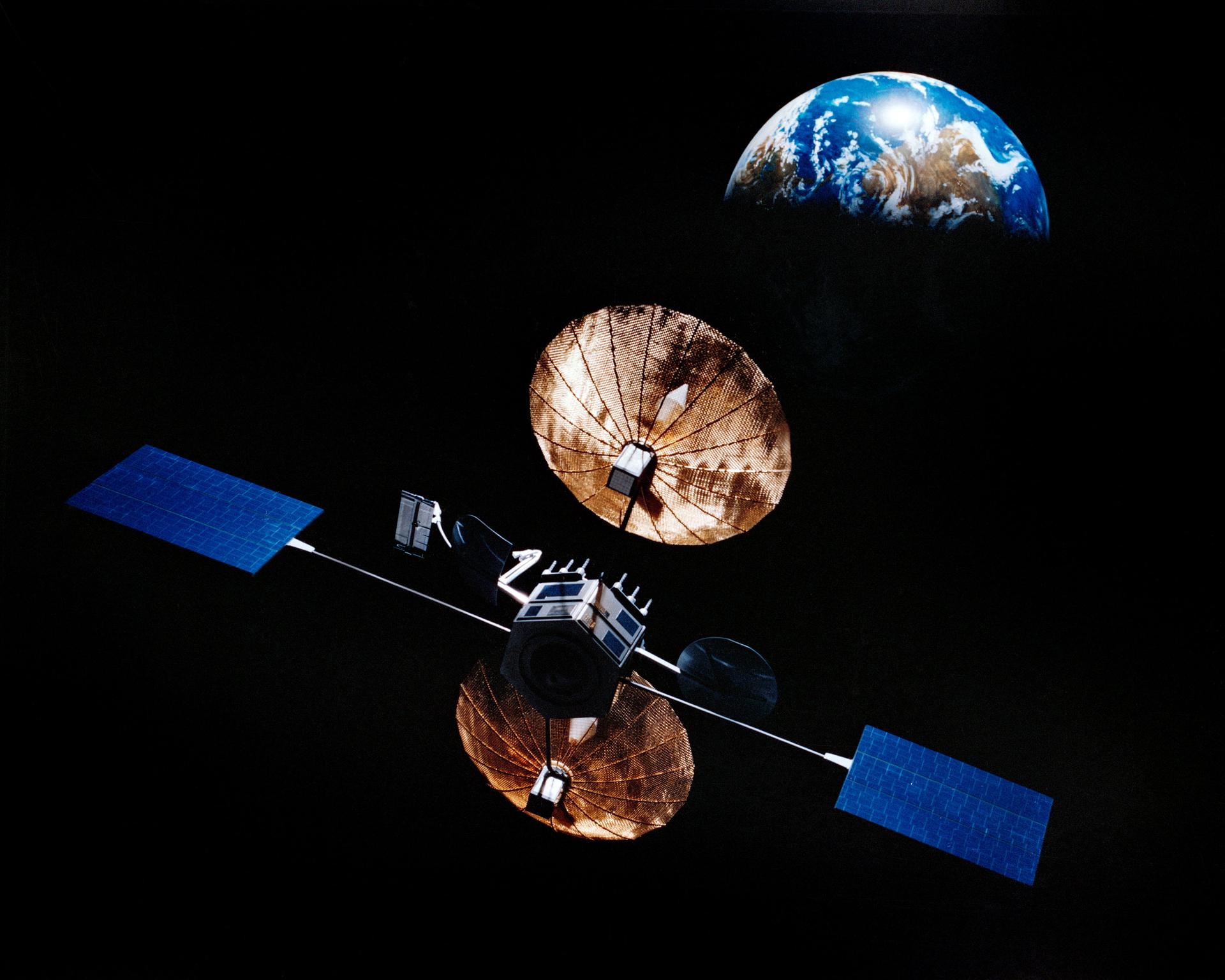 Artist's concept of a satellite in orbit above the Earth (NASA)