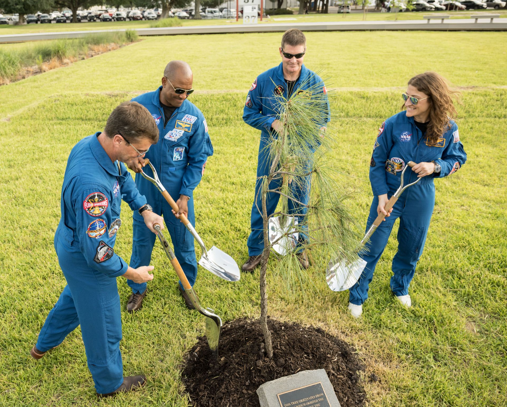 Artemis II Crew and Apollo 14 Moon Tree